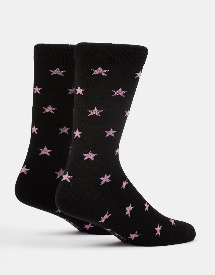 Route One All Over Stars Socks - Black/Pink