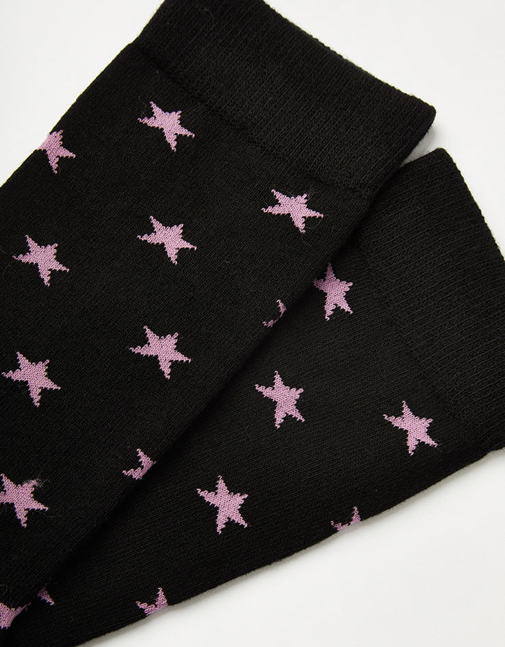 Route One All Over Stars Socks - Black/Pink