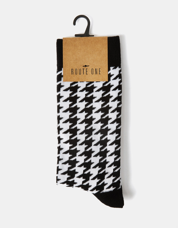 Route One Houndstooth Socks - Black/White