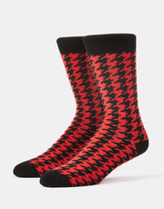 Route One Houndstooth Socks - Black/Red