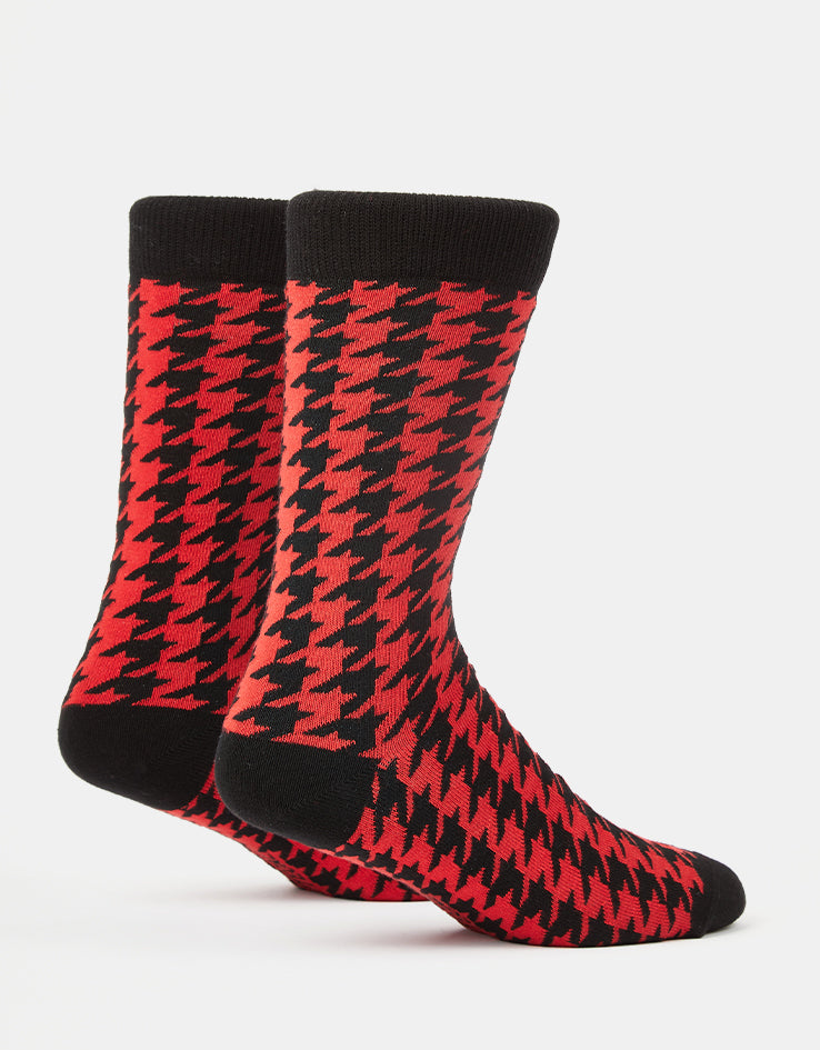 Route One Houndstooth Socks - Black/Red