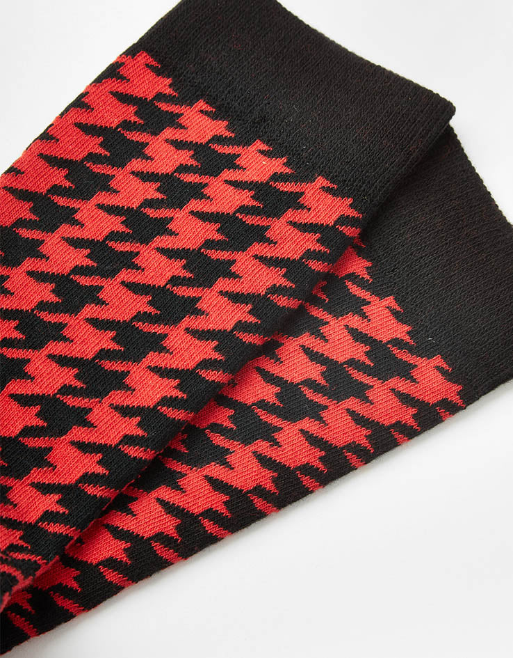 Route One Houndstooth Socks - Black/Red