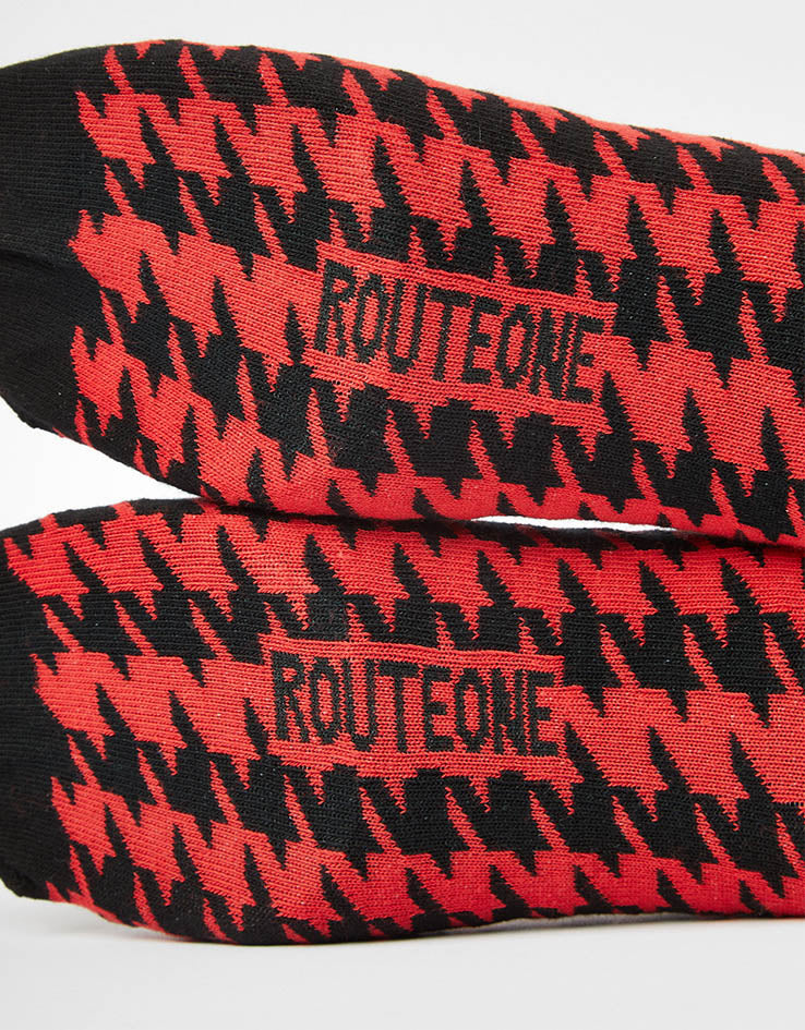 Route One Houndstooth Socks - Black/Red