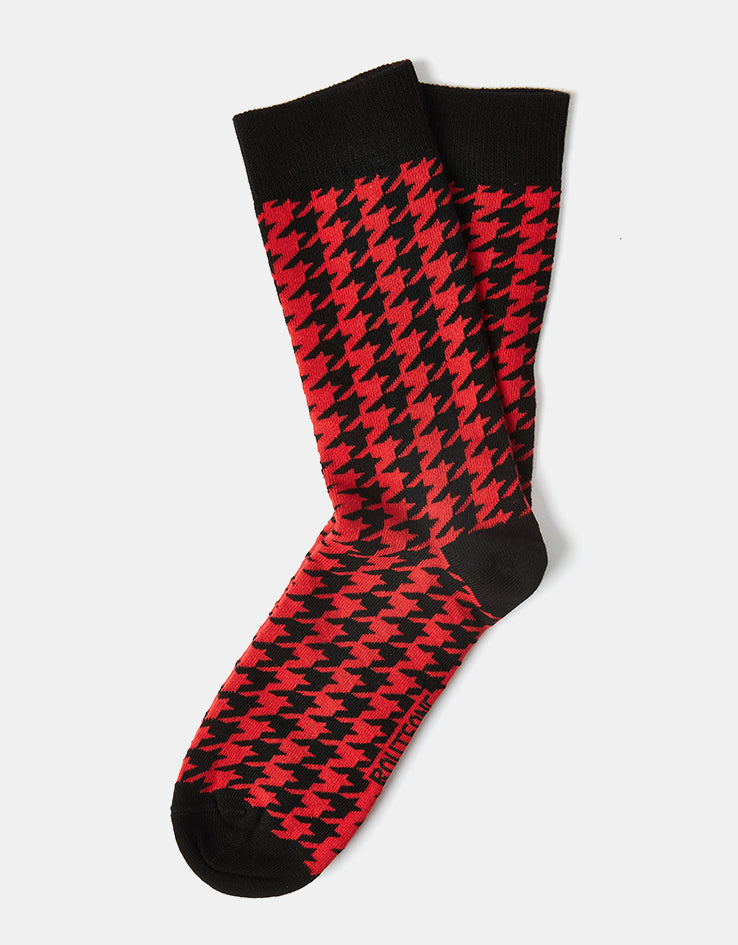 Route One Houndstooth Socks - Black/Red