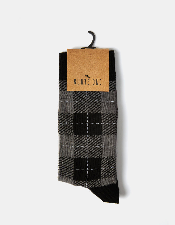 Route One Tartan Socks - Grey/Black