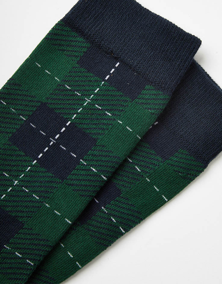 Route One Tartan Socks - Green/Navy