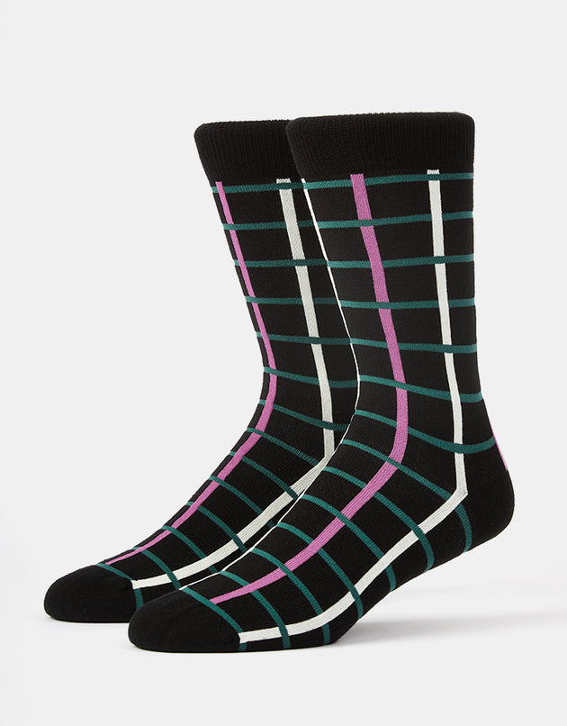 Route One Grid Socks - Black/Green/Purple