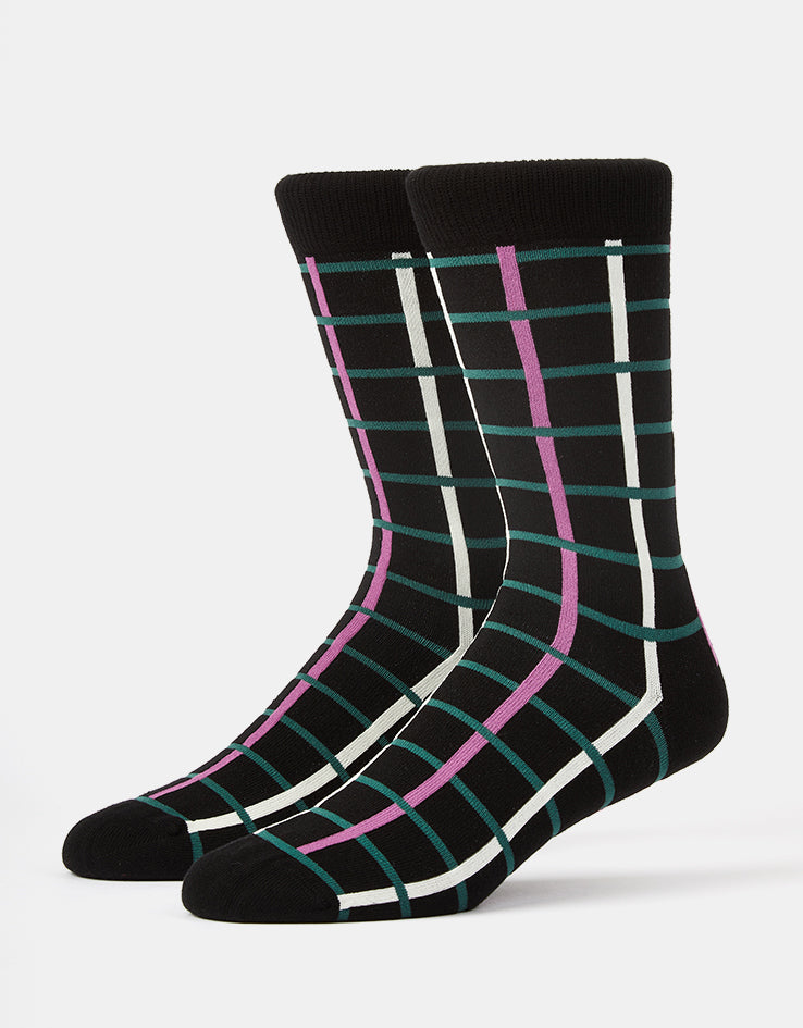 Route One Grid Socks - Black/Green/Purple