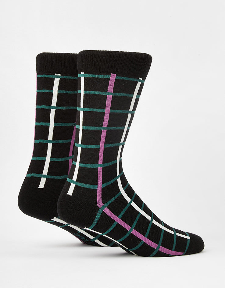 Route One Grid Socks - Black/Green/Purple