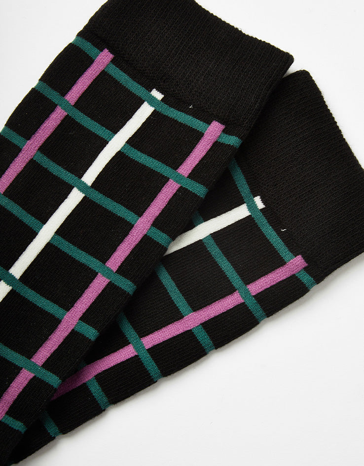 Route One Grid Socks - Black/Green/Purple