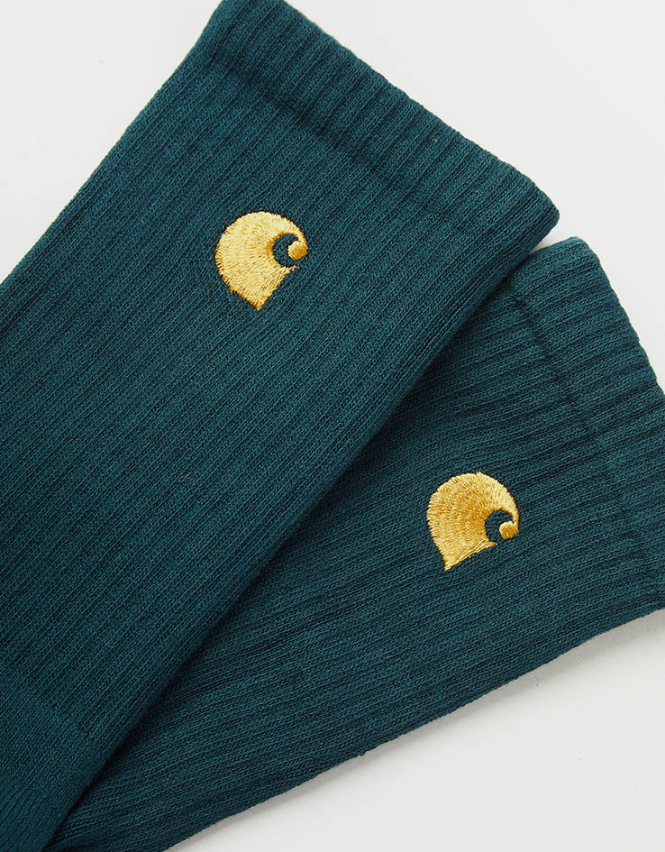 Carhartt WIP Chase Crew Socks - Deep Lagoon/Gold