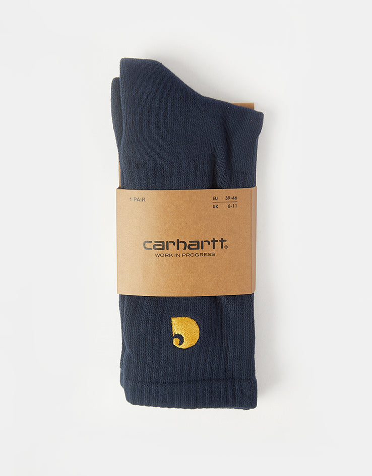 Carhartt WIP Chase Crew Socks - Air Force Blue/Gold
