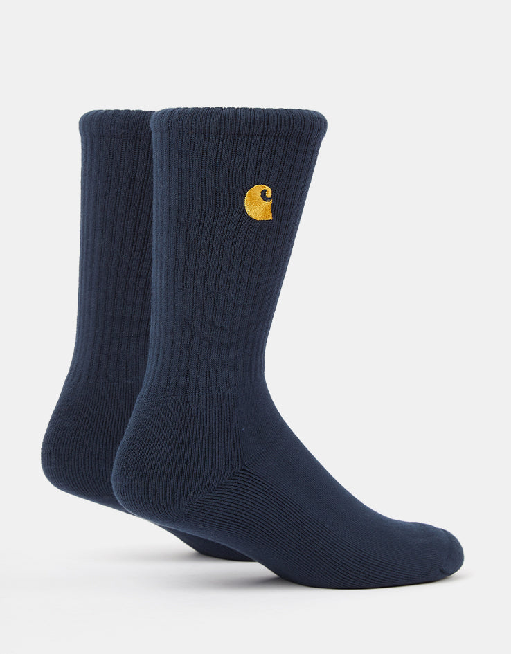 Carhartt WIP Chase Crew Socks - Air Force Blue/Gold
