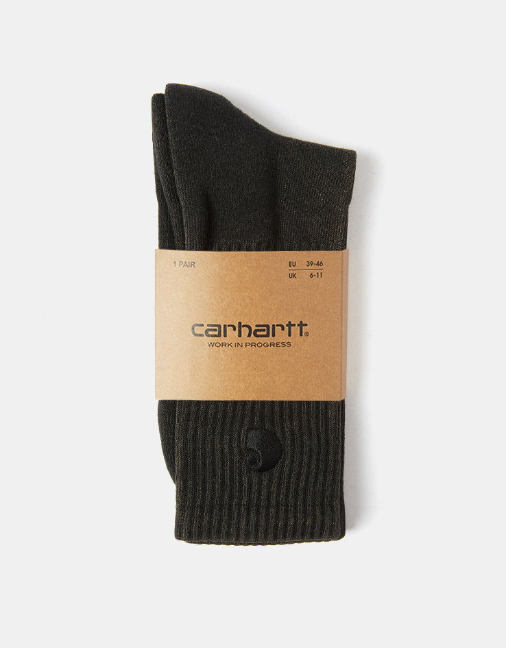 Carhartt WIP Hudson Crew Socks - Black/Chalk Wash