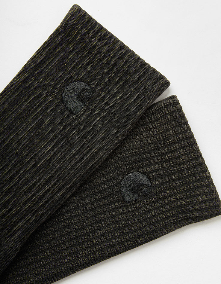 Carhartt WIP Hudson Crew Socks - Black/Chalk Wash