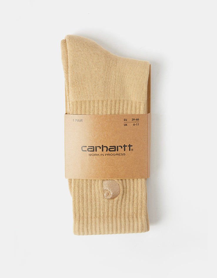 Carhartt WIP Hudson Crew Socks - Dusty H Brown/Chalk Wash