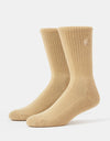 Carhartt WIP Hudson Crew Socks - Dusty H Brown/Chalk Wash