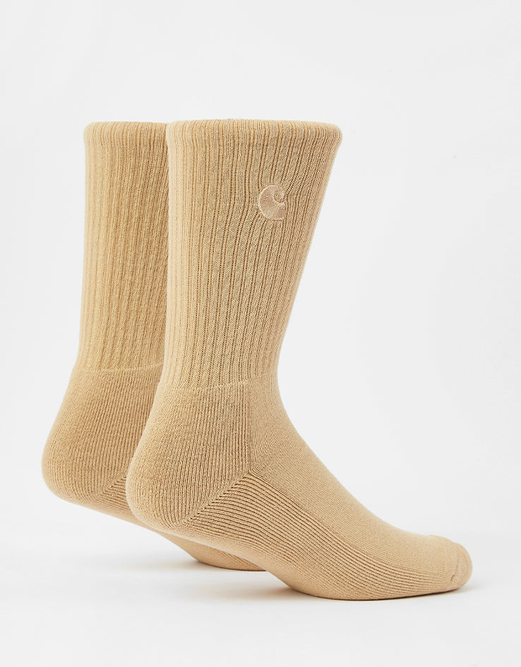 Carhartt WIP Hudson Crew Socks - Dusty H Brown/Chalk Wash