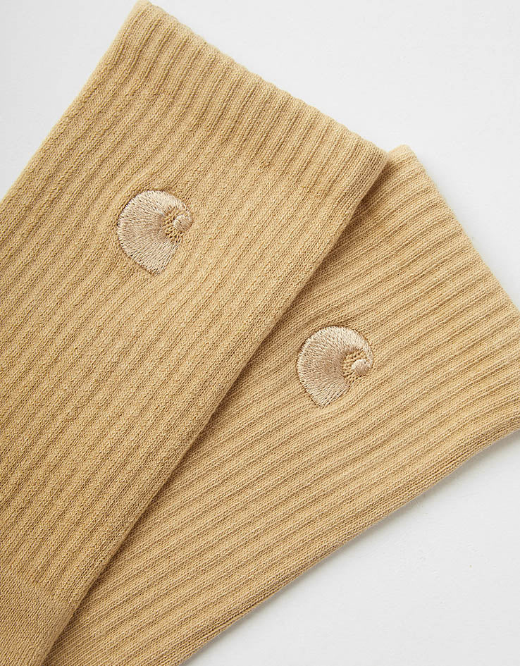 Carhartt WIP Hudson Crew Socks - Dusty H Brown/Chalk Wash