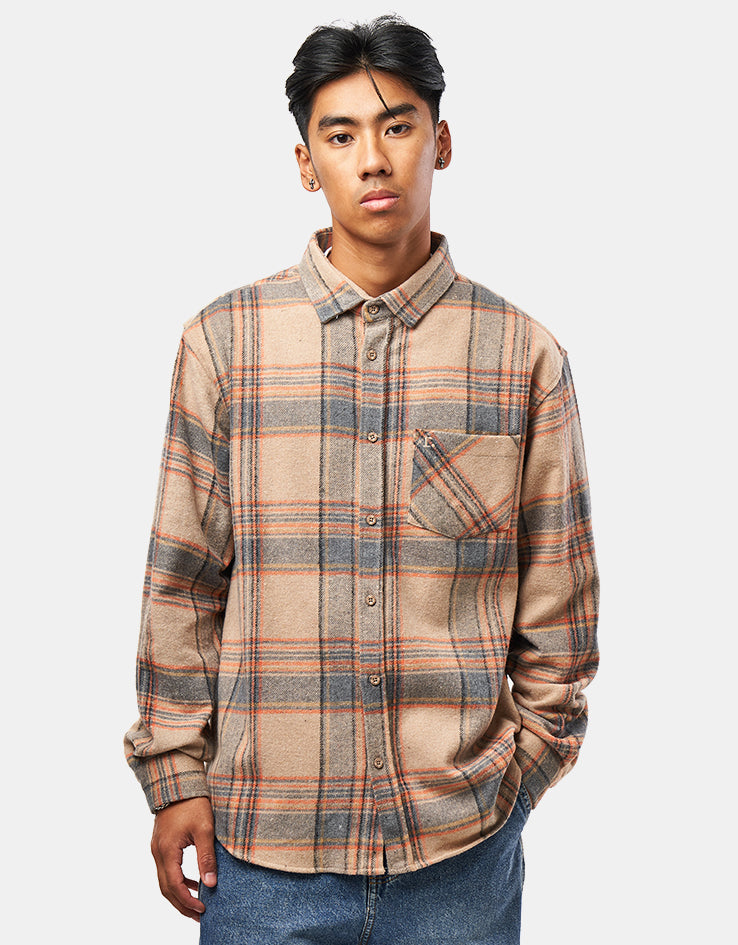 Route One Maddock Flannel Shirt - Beige/Orange