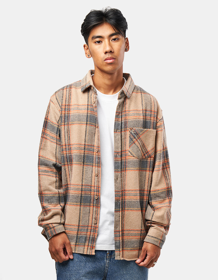 Route One Maddock Flannel Shirt - Beige/Orange