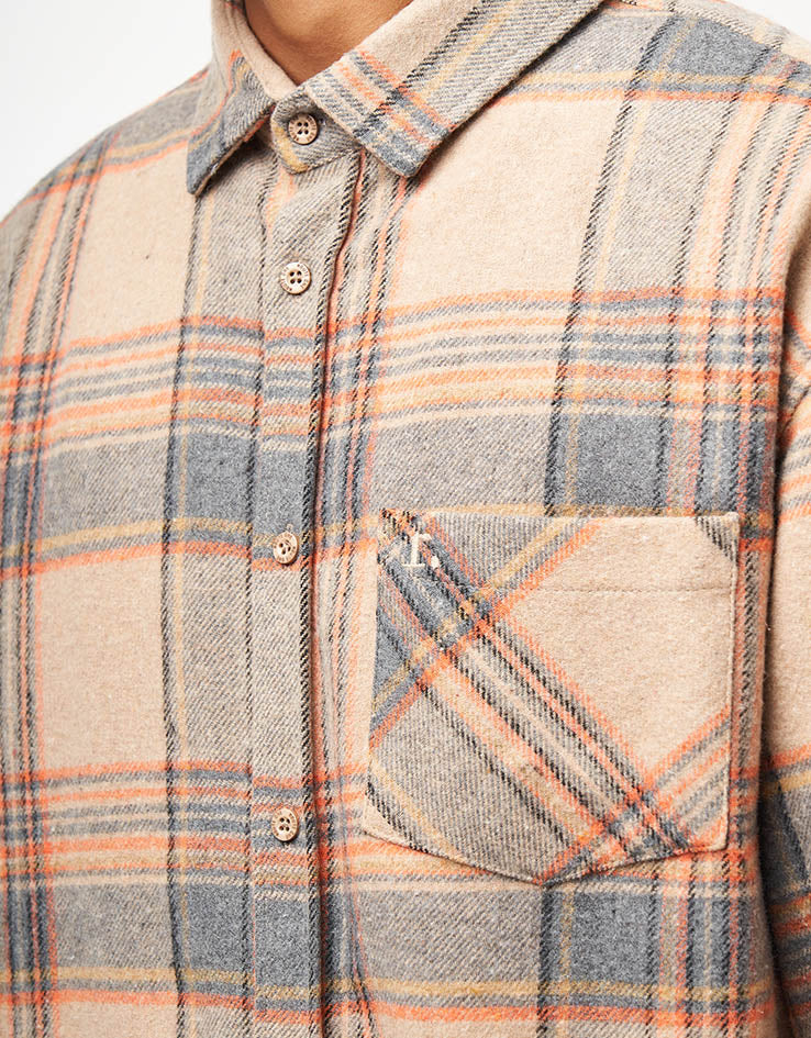 Route One Maddock Flannel Shirt - Beige/Orange
