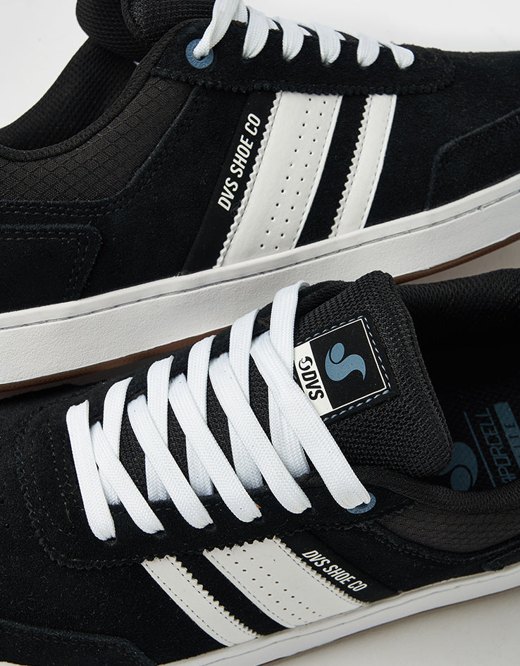 DVS Milan ST Skate Shoes - Black/Black/White Suede