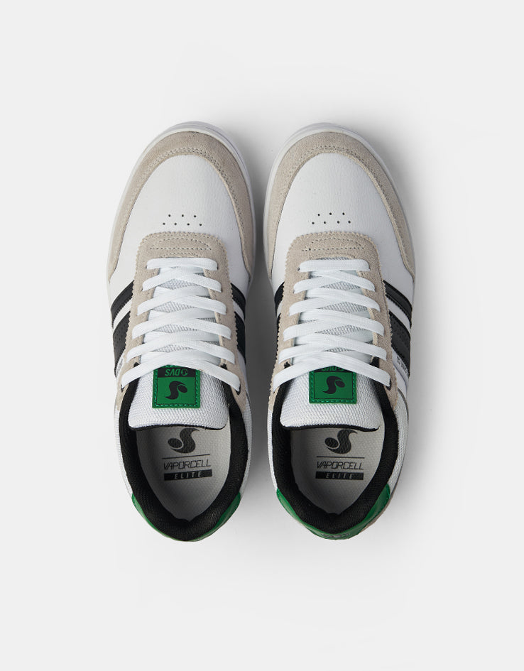 DVS Milan ST Skate Shoes - White/Black/Green Suede