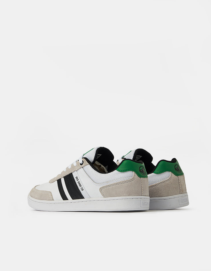 DVS Milan ST Skate Shoes - White/Black/Green Suede