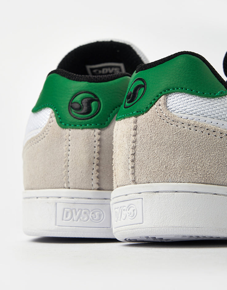 DVS Milan ST Skate Shoes - White/Black/Green Suede