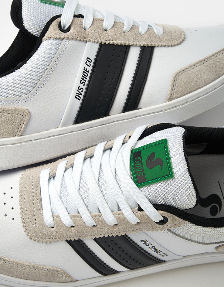 DVS Milan ST Skate Shoes - White/Black/Green Suede