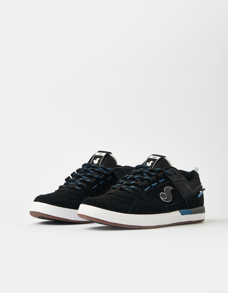DVS Sureshock Skate Shoes - Black/White/Blue Suede