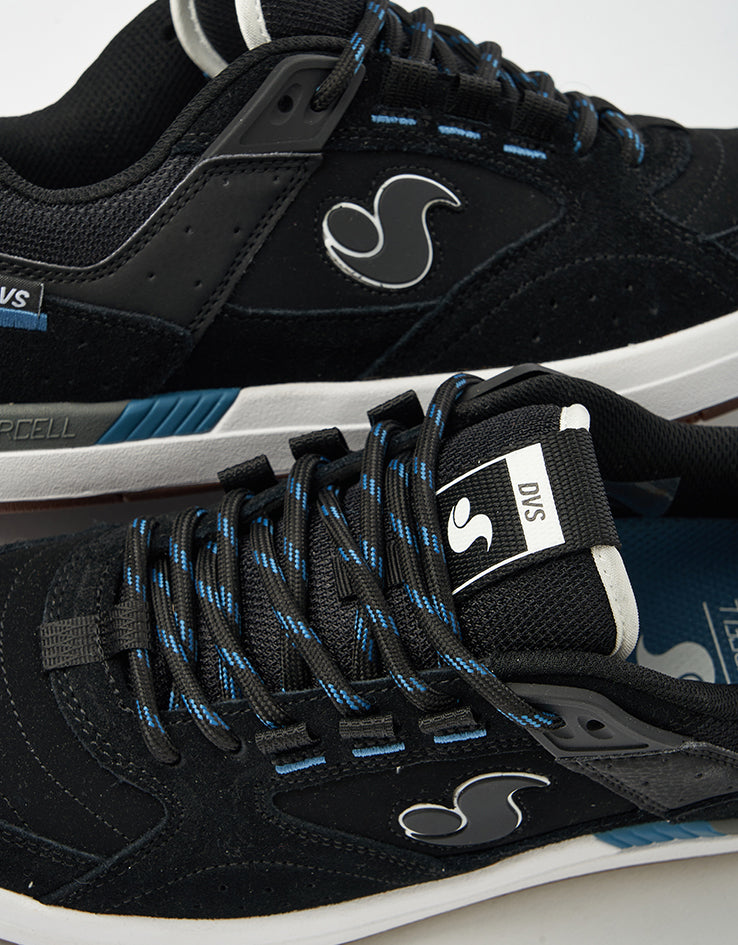 DVS Sureshock Skate Shoes - Black/White/Blue Suede