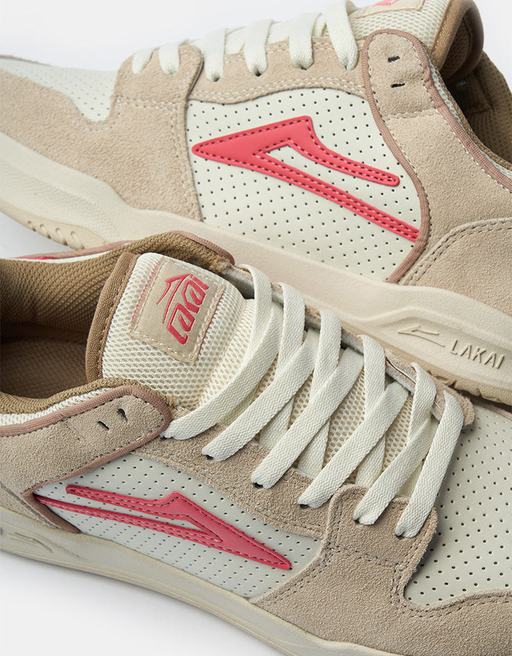 Lakai Telford Low Skate Shoes - Fog/Strawberry Suede