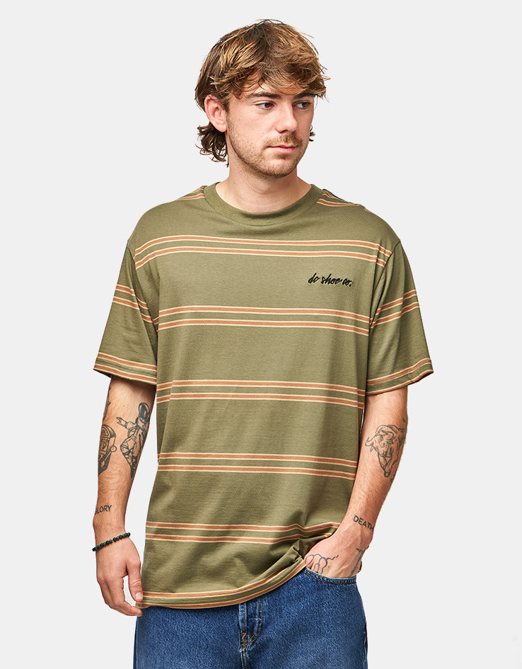 DC Maximize Striped T-Shirt - Bronze Green