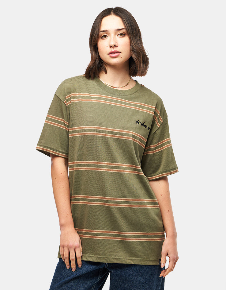 DC Maximize Striped T-Shirt - Bronze Green
