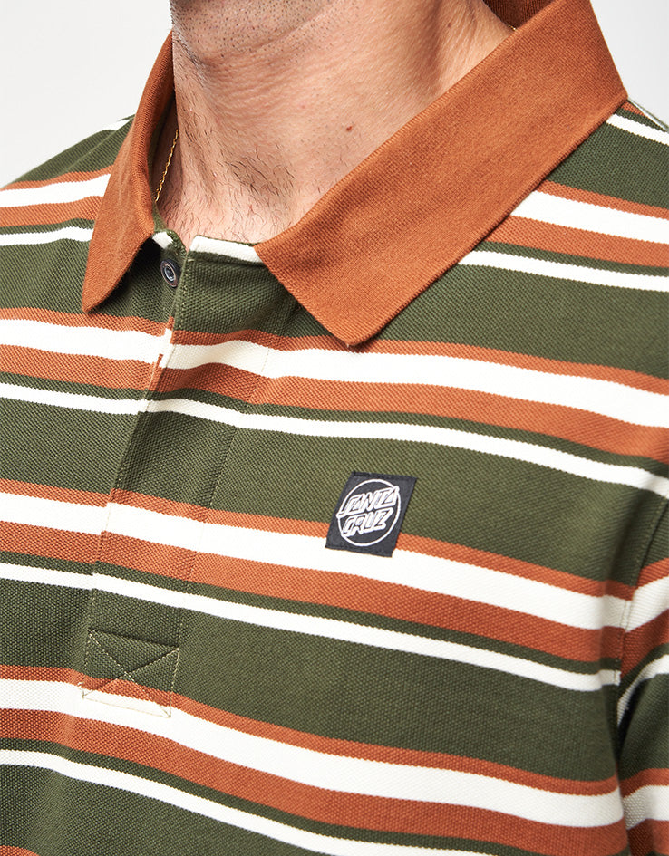 Santa Cruz Cera L/S Polo Shirt - Dark Moss Stripe
