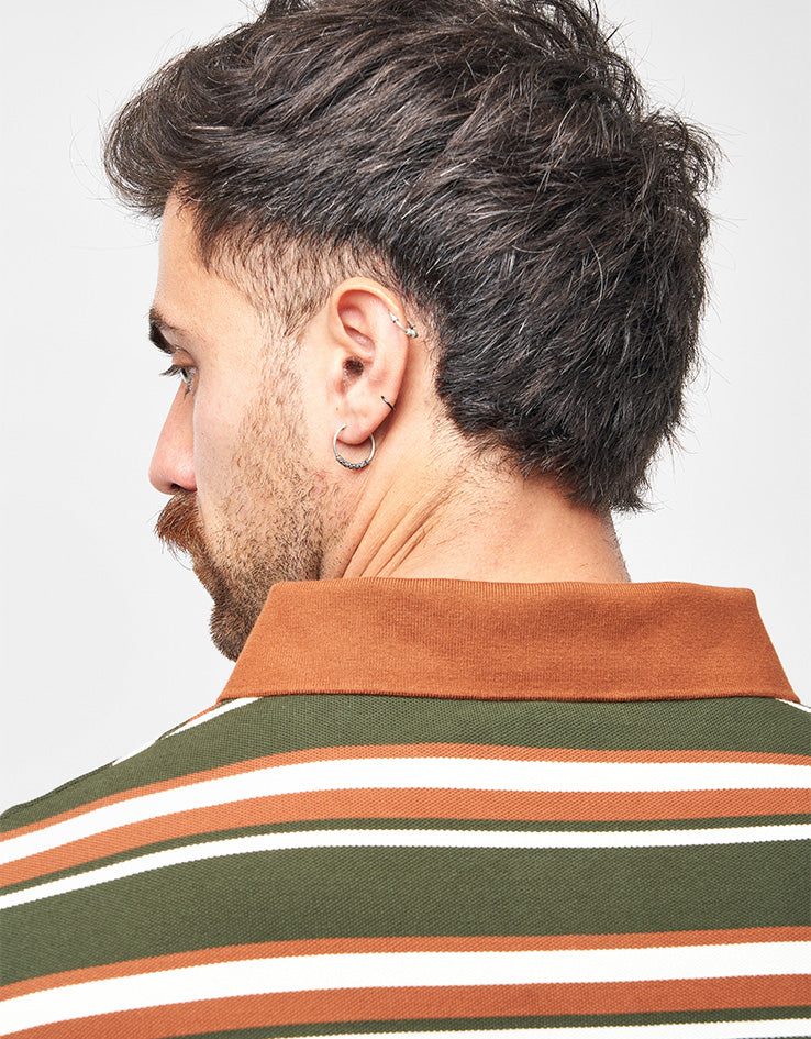 Santa Cruz Cera L/S Polo Shirt - Dark Moss Stripe