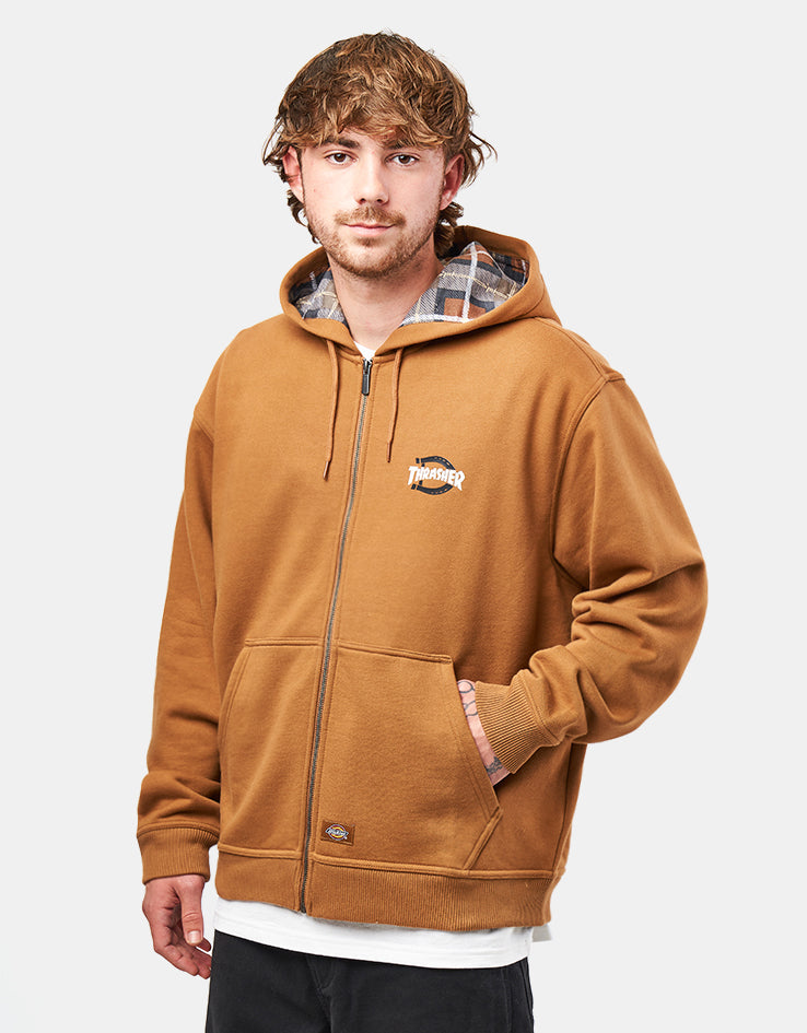 Dickies x Thrasher Zip-Through Hoodie - Brown Duck