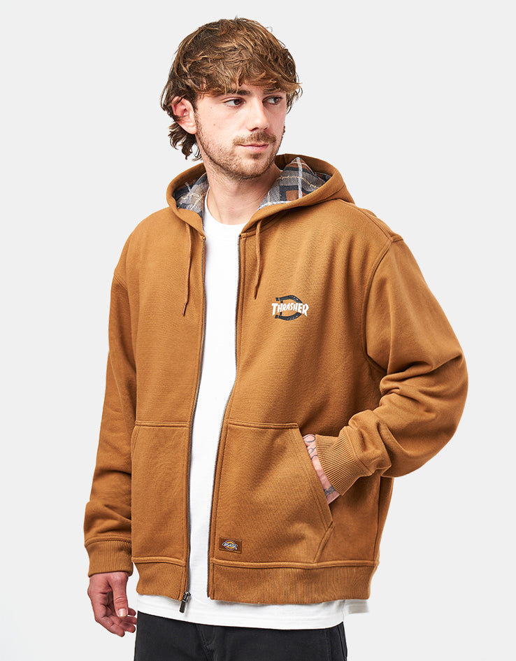 Dickies x Thrasher Zip-Through Hoodie - Brown Duck