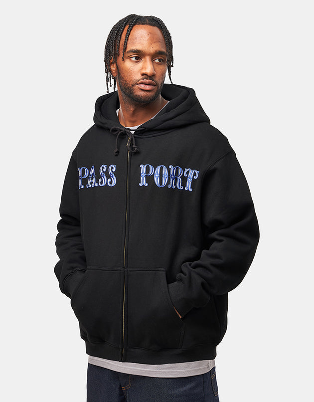 Pass Port Glint Zip Hoodie - Black