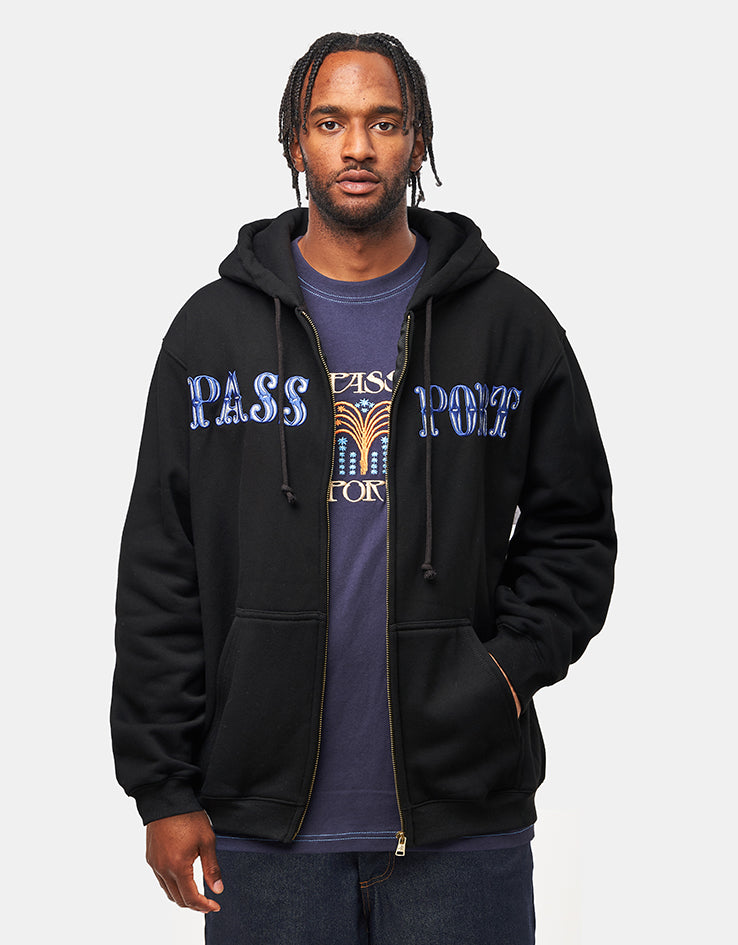 Pass Port Glint Zip Hoodie - Black