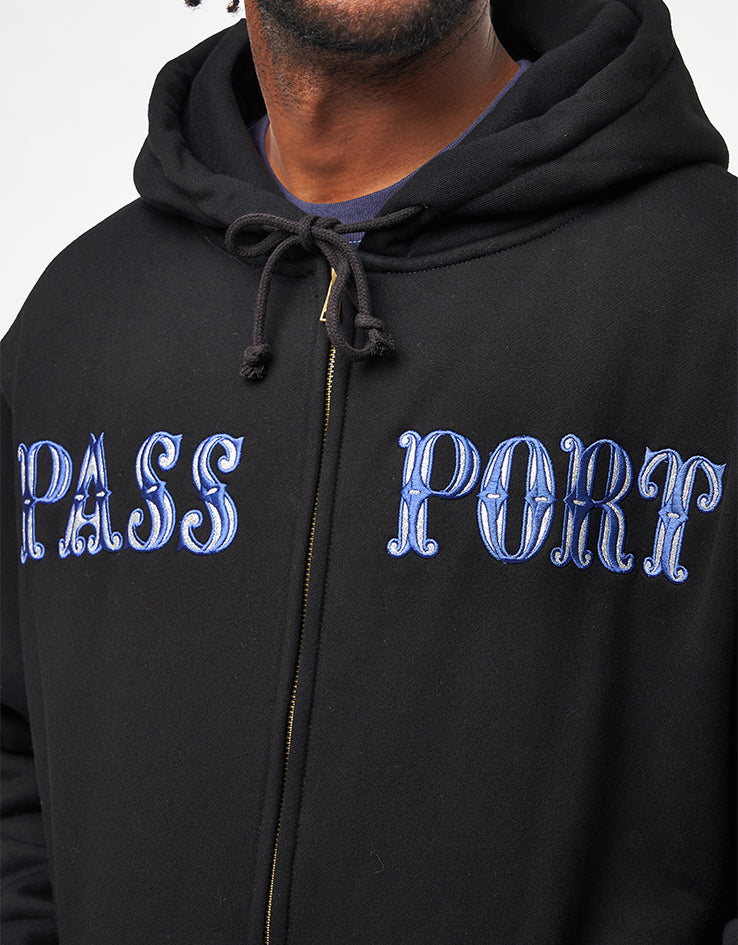 Pass Port Glint Zip Hoodie - Black