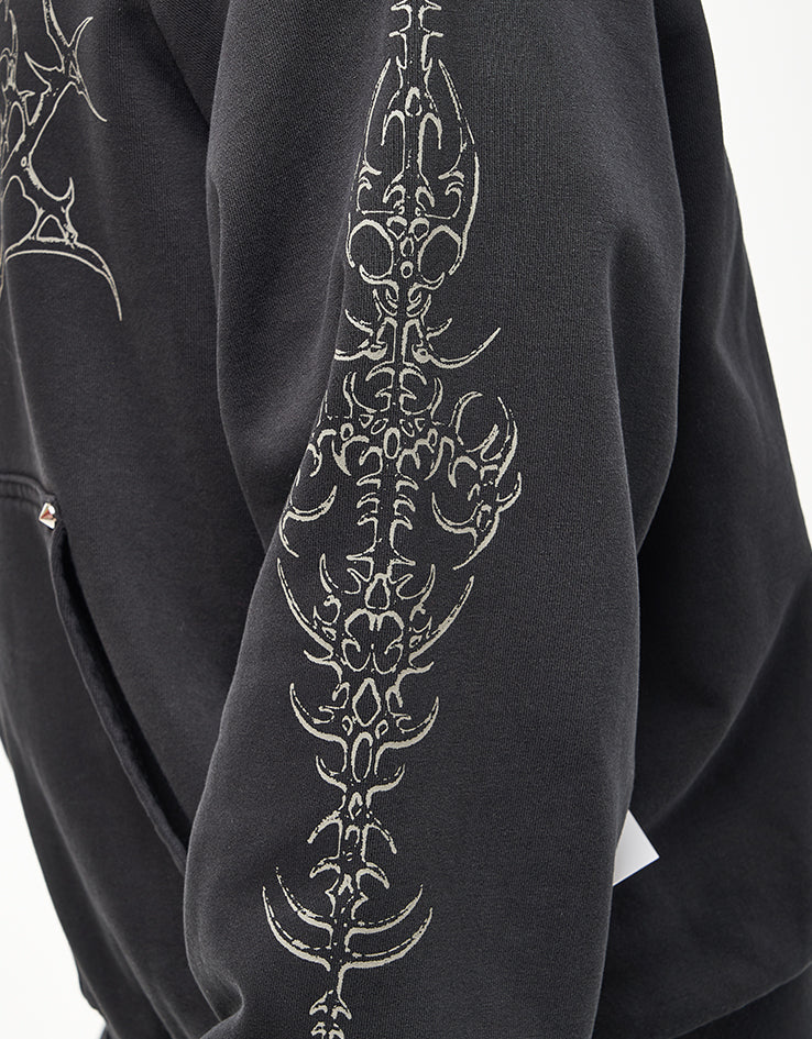 Welcome Grapple Cropped Pigment-Dyed Zip Hoodie - Black (Metal Studs)