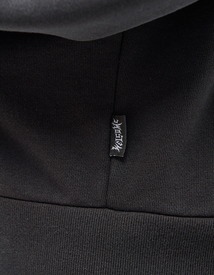 Welcome Grapple Cropped Pigment-Dyed Zip Hoodie - Black (Metal Studs)