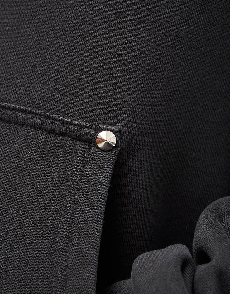 Welcome Grapple Cropped Pigment-Dyed Zip Hoodie - Black (Metal Studs)