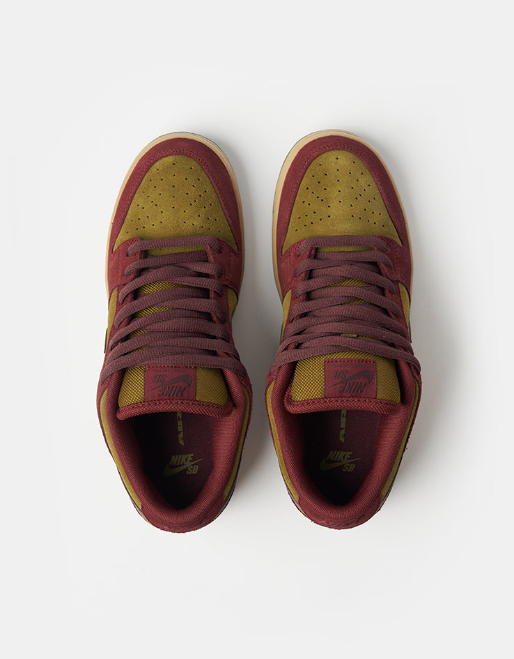 Nike SB Dunk Low Pro Skate Shoes - Dark Team Red/Burgundy Crush-Olive