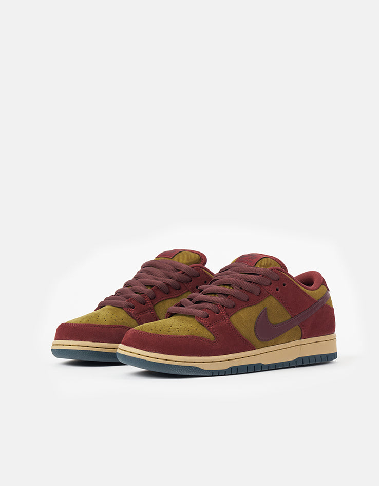 Nike SB Dunk Low Pro Skate Shoes - Dark Team Red/Burgundy Crush-Olive