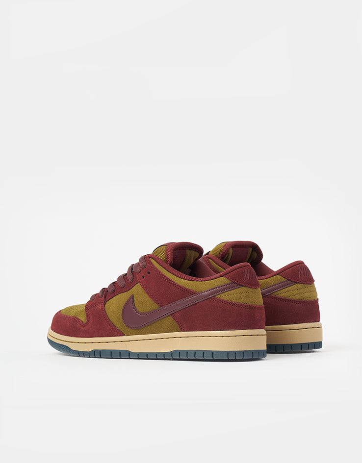 Nike SB Dunk Low Pro Skate Shoes - Dark Team Red/Burgundy Crush-Olive