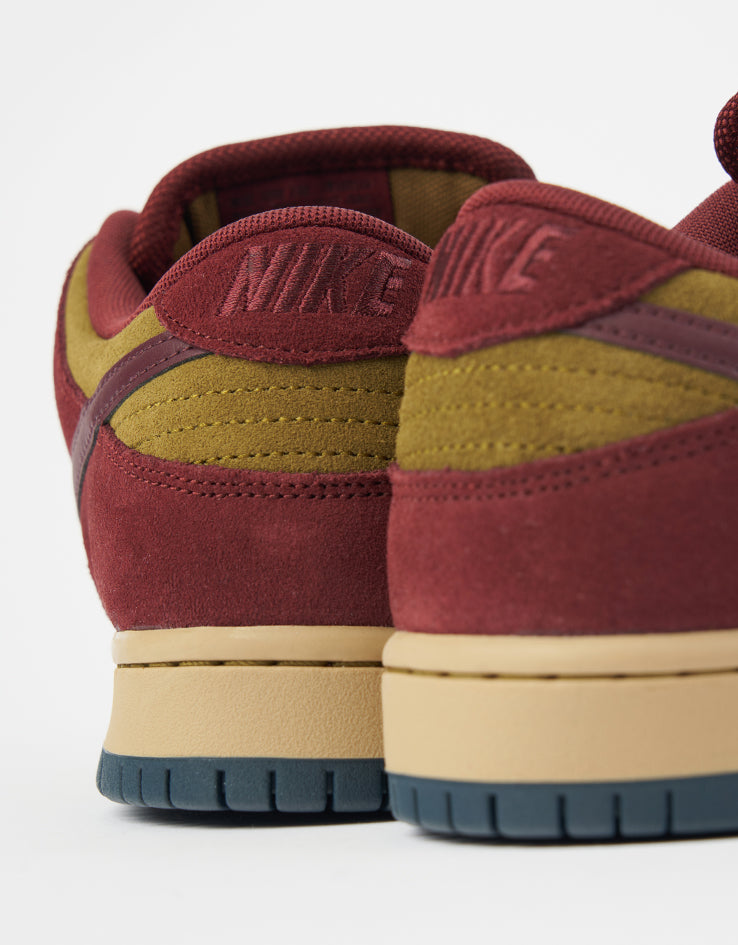 Nike SB Dunk Low Pro Skate Shoes - Dark Team Red/Burgundy Crush-Olive